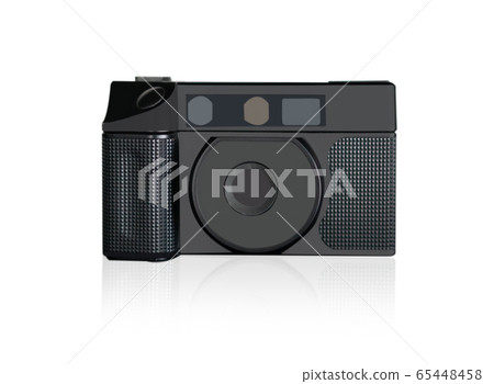 Closeup retro film photo camera isolated on white Closeup retro film photo camera isolated on white 65448458