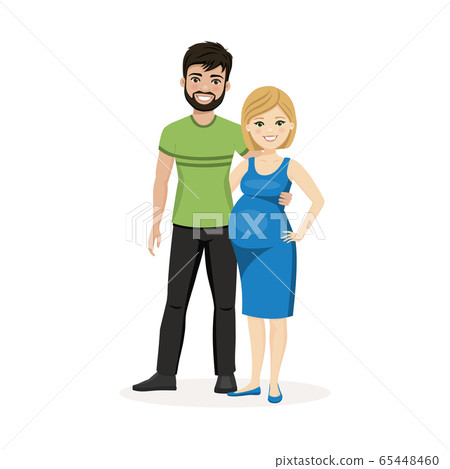 Young couple portrait waiting for baby. Pregnant Young couple portrait waiting for baby. Pregnant 65448460