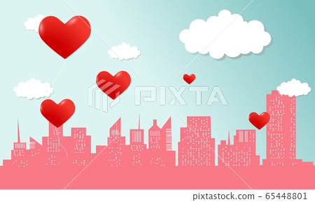 Valentines of paper craft design, contain red Valentines of paper craft design, contain red 65448801