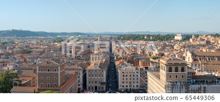 Panoramic view over the historic center of Rome from the Capitoline Hill, Italy 65449306