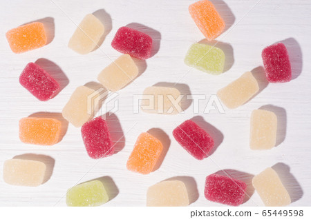 Fruit colorful marmalade sweets, jelly candies on Fruit colorful marmalade sweets, jelly candies on 65449598