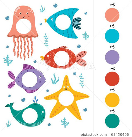 Sea animals color matching game for kids 65450406