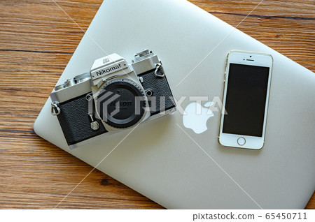 Film camera, laptop computer and smartphone 65450711