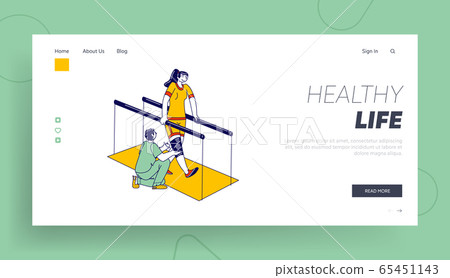Woman with Disabilities Physiotherapy Landing Page Template. Physical Development for Handicapped People Woman with Disabilities Physiotherapy Landing Page Template. Physical Development for Handicapped People 65451143