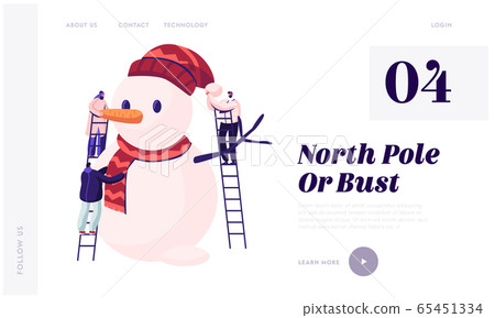 Winter Time Website Landing Page. Group of Young Men Stand on Ladders Building Huge Snowman in Scarf and Hat with Carrot Nose and Tree Branch Hands Web Page Banner. Cartoon Flat Vector Illustration Winter Time Website Landing Page. Group of Young Men Stand on Ladders Building Huge Snowman in Scarf and Hat with Carrot Nose and Tree Branch Hands Web Page Banner. Cartoon Flat Vector Illustration 65451334