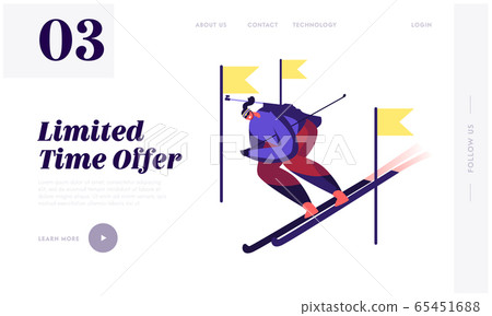 Sportsman Skiing Downhill during Biathlon Competition Website Landing Page. Skier Sport Activity Lifestyle at Mountain with Snow and Cold Weather Web Page Banner. Cartoon Flat Vector Illustration Sportsman Skiing Downhill during Biathlon Competition Website Landing Page. Skier Sport Activity Lifestyle at Mountain with Snow and Cold Weather Web Page Banner. Cartoon Flat Vector Illustration 65451688