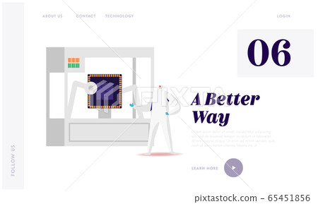 Technology Innovation, Manufacture Landing Page Template. Engineer Character Control 3d Printing Process Technology Innovation, Manufacture Landing Page Template. Engineer Character Control 3d Printing Process 65451856