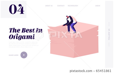 Office Worker Routine Bureaucracy or Decorative Art Occupation Website Landing Page. Tiny Man Sitting on Top of Huge Paper Sheets for Creating Origami Web Page Banner. Cartoon Flat Vector Illustration Office Worker Routine Bureaucracy or Decorative Art Occupation Website Landing Page. Tiny Man Sitting on Top of Huge Paper Sheets for Creating Origami Web Page Banner. Cartoon Flat Vector Illustration 65451861