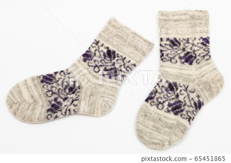 warm and beautiful socks on white background 65451865