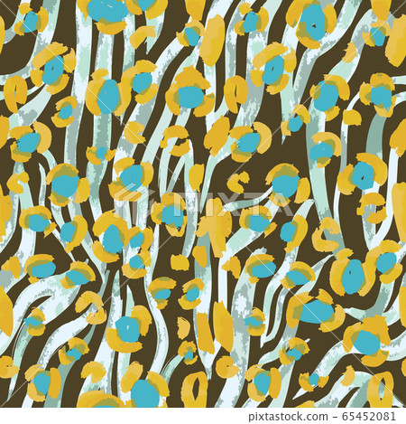 Animal skin vector seamless pattern. Leopard spots zebra fur texture design. Vintage background. 65452081