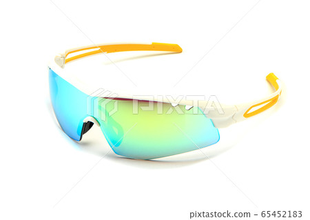 Modern stylish yellow sports bike sun glasses 65452183