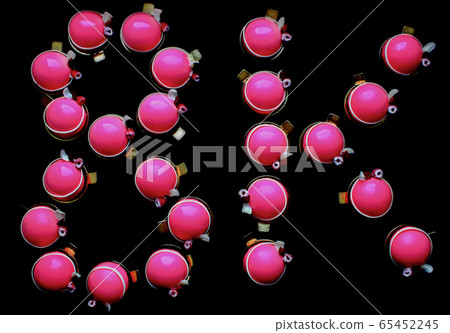 Pink desserts forming 8K on black background, top view Pink desserts forming 8K on black background, top view 65452245