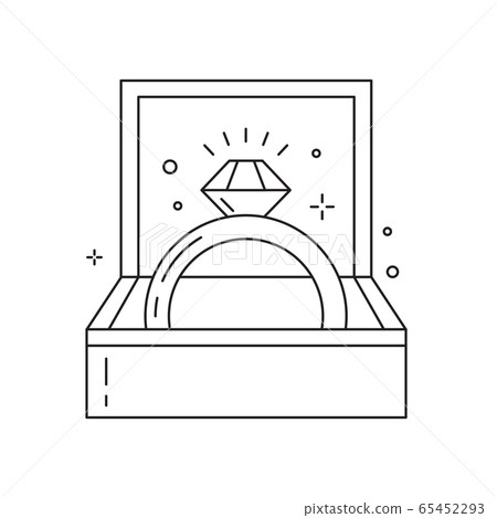 Wedding and Engagement Ring Line Art Icon - Stock Illustration ...