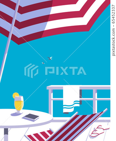Swimming pool in seashore resort flat color vector - Stock Illustration ...