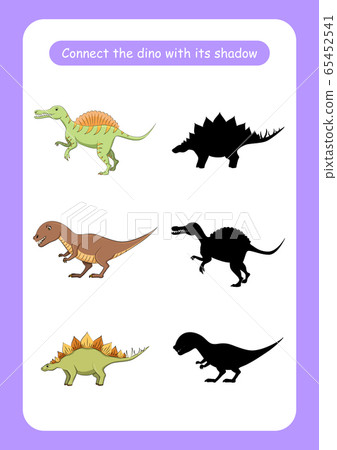 Worksheet connect the dinosaur with its shadow. 65452541