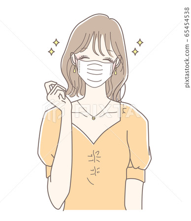 A woman who is pleased to wear a mask 65454538