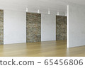 The Big  Empty Room with Old Brick Walls 65456806