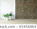 Empty Interior Room with Plants near the Brick 65456864