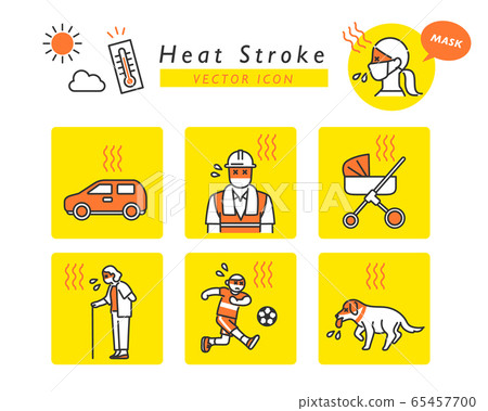 中暑警告圖標集 65457700