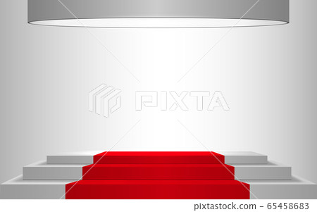 white podium and red carpet with spotlight in the white room white podium and red carpet with spotlight in the white room 65458683