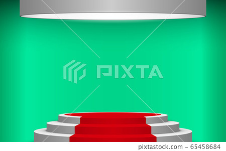 white podium and red carpet with spotlight in the green room white podium and red carpet with spotlight in the green room 65458684