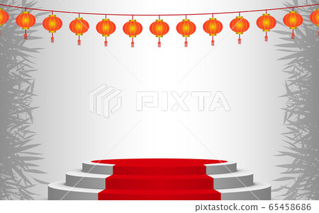 white podium and red carpet with lantern in the white room white podium and red carpet with lantern in the white room 65458686