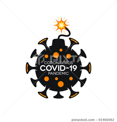 Bomb Virus Icon with Coronavirus Covid-19 Lettering 65460092