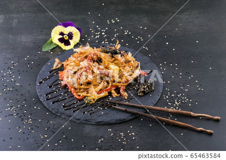 Japanese food: Soba noodles with chicken and vegetables Japanese food: Soba noodles with chicken and vegetables 65463584