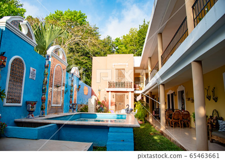 Mexico Valladolid hotel courtyard with pool Mexico Valladolid hotel courtyard with pool 65463661