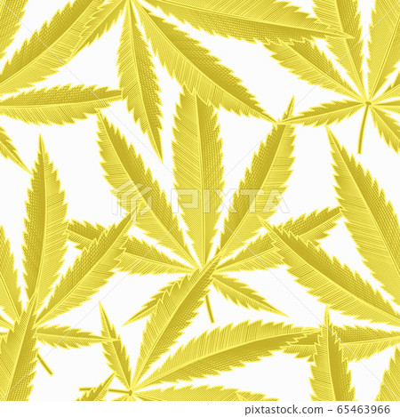 Seamless pattern of gold cannabis leaves. Seamless pattern of gold cannabis leaves. 65463966