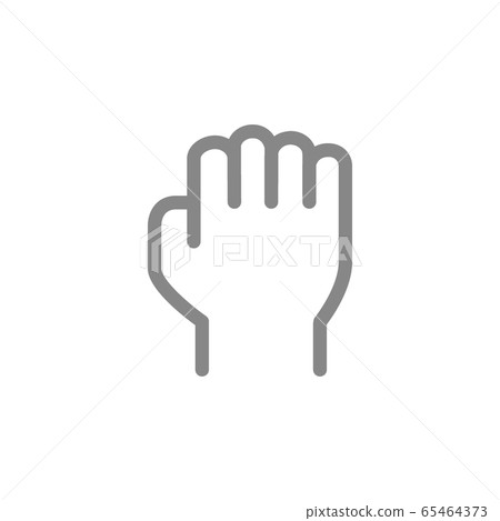 Human fist line icon. Power and resistance gesture symbol 65464373