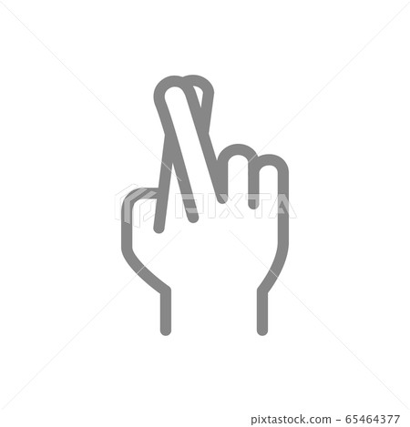 Crossed fingers line icon. Wish for luck gesture symbol Crossed fingers line icon. Wish for luck gesture symbol 65464377