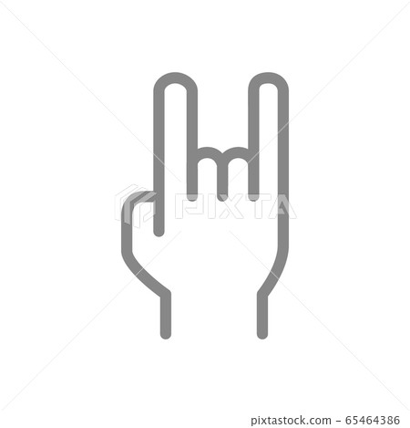 Goat gesture line icon. Protection against evil, rock and heavy metal symbol 65464386