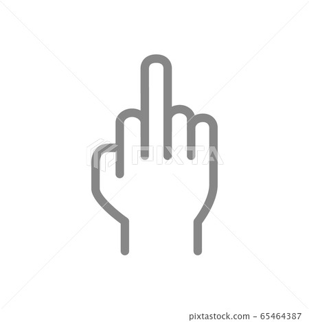 Fuck gesture line icon. Obscene, phallic symbol. 65464387