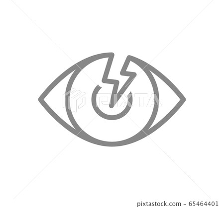 Human eye with acute pain line icon. Visual organ disease symptom, blindness symbol Human eye with acute pain line icon. Visual organ disease symptom, blindness symbol 65464401