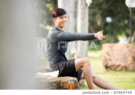 Young men training outdoors Young men training outdoors 65464749