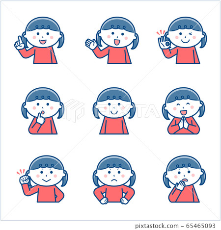 Girl / Upper body / Facial expression / 2 color set 1 65465093