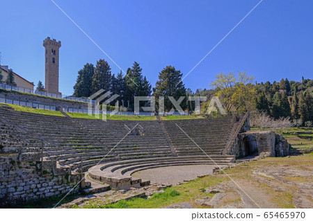 Preserved Roman theatre amphitheater of the I century BC, Fiesole, Florence Tuscany, Italy Preserved Roman theatre amphitheater of the I century BC, Fiesole, Florence Tuscany, Italy 65465970