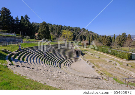Preserved Roman theatre amphitheater of the I century BC, Fiesole, Florence Tuscany, Italy Preserved Roman theatre amphitheater of the I century BC, Fiesole, Florence Tuscany, Italy 65465972