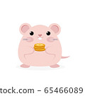 cute rat character holding a golden coin on a white background illustration vector. 65466089