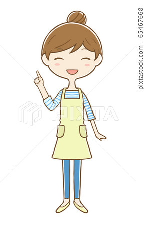An apron woman explaining with a smile - Stock Illustration [65467668 ...