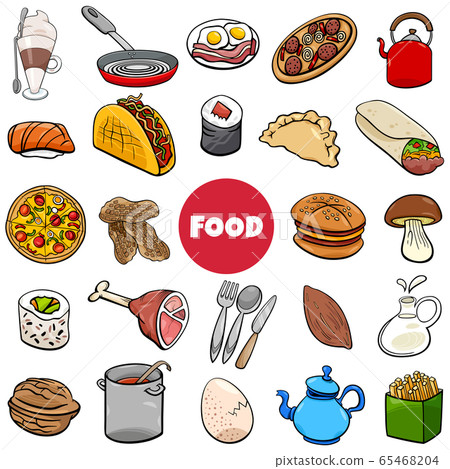 food objects big set cartoon illustration 65468204