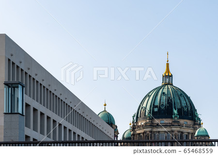 Low angle view of the dome of Berlin Cathedral from Spree River Low angle view of the dome of Berlin Cathedral from Spree River 65468559