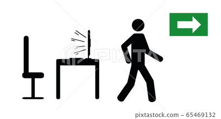 man leaves workplace pictogram 65469132