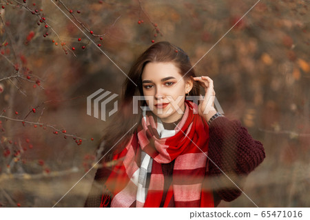 Attractive cute brown-haired young woman  65471016