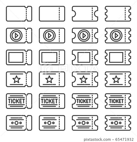 Ticket Icons Set on White Background. Line... - Stock Illustration ...