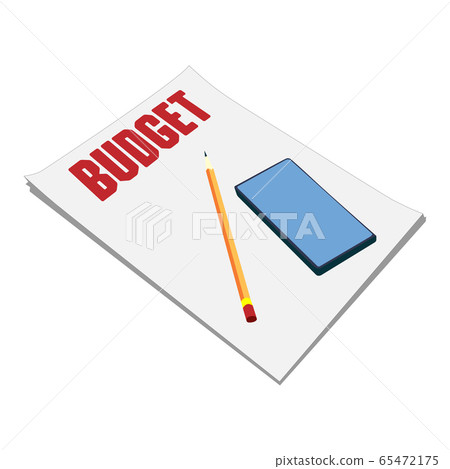 Sheets of paper budget plan, pencil, and 65472175