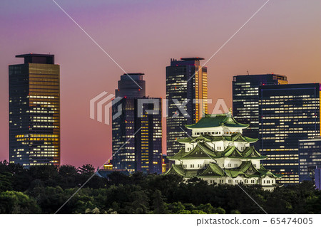 Aichi Prefecture Nagoya Castle and skyscrapers sunset view Aichi Prefecture Nagoya Castle and skyscrapers sunset view 65474005