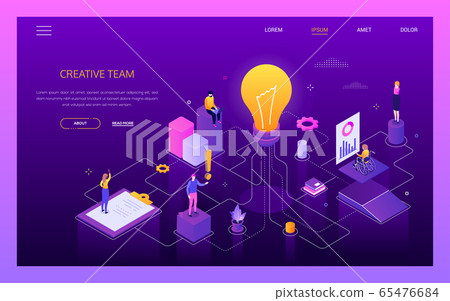 Creativity at work - modern vector isometric colorful web banner 65476684