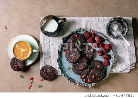 Dark chocolate salted cookies Dark chocolate salted cookies 65477633
